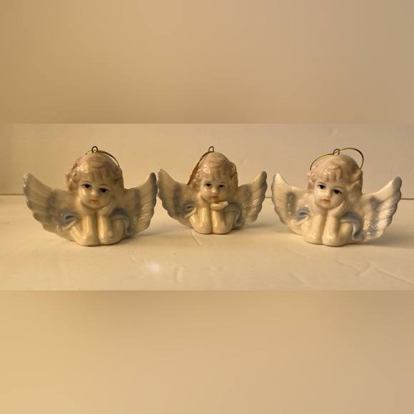 3 ~ Vintage Porcelain Angel Ornaments - Picture 1 of 6